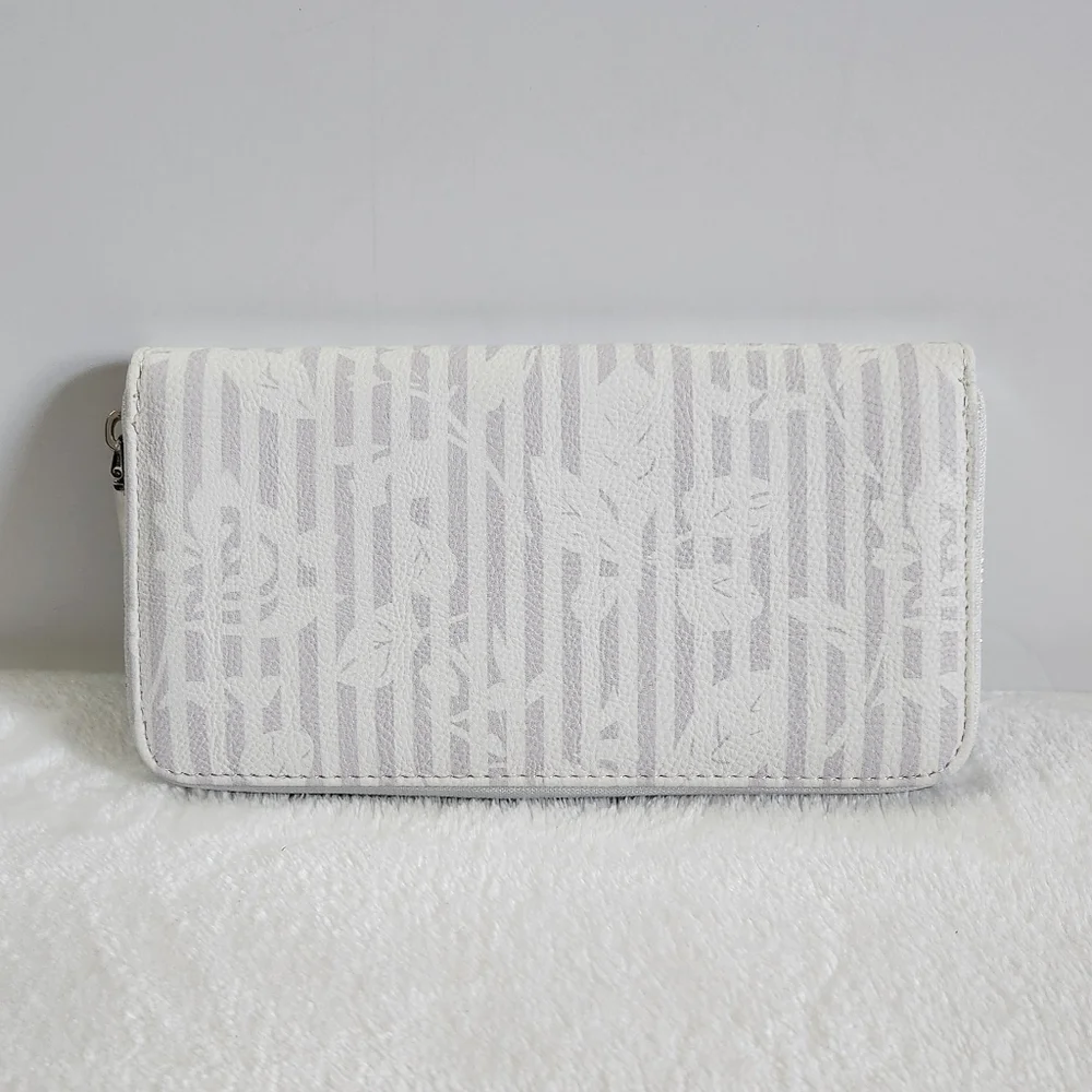 BETSEY Johnson Gray White Striped Floral Flower Box Wallet Clutch